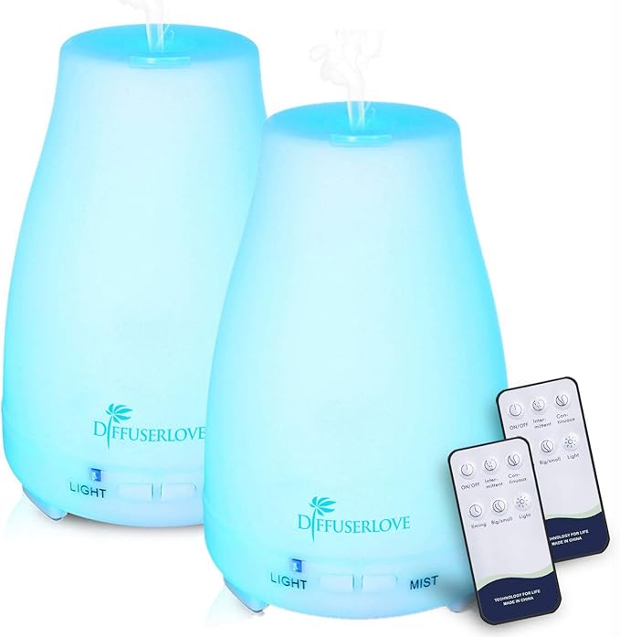 Diffuserlove Diffuser 2 Pack Essential Oil Diffuser 200ML Remote Control by Diffuserlove