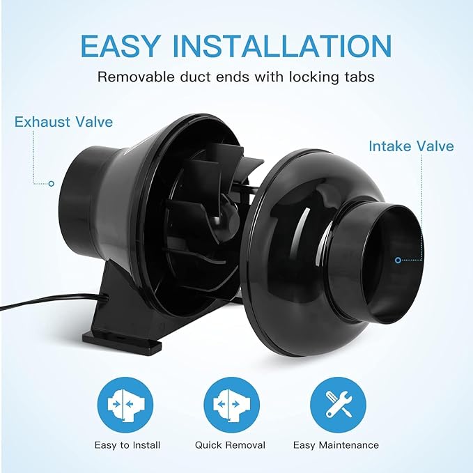 Simple Deluxe 4 Inch 195 CFM Inline Duct Ventilation Quiet Exhaust Vent Blower - Image 2
