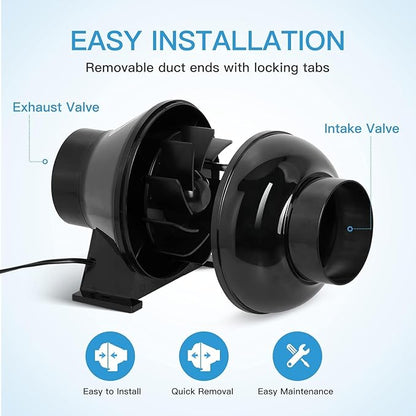 Simple Deluxe 4 Inch 195 CFM Inline Duct Ventilation Quiet Exhaust Vent Blower - Image 2