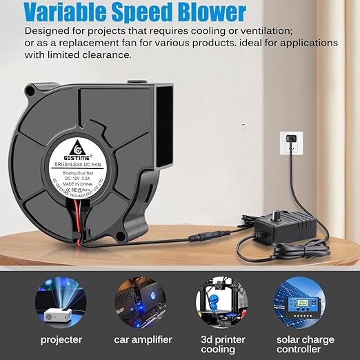 GDSTIME 75mm x 30mm Blower Fan 12V - Image 2