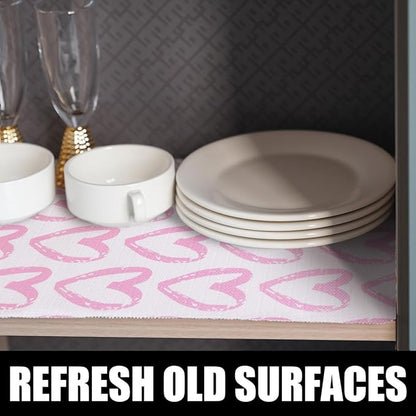 Pink Heart Drawer Liner for Cabinets, Shelf Liner Non-Adhesive and Strong - Image 5