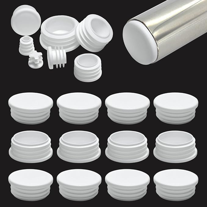 1-7/8" Plastic Hole Plugs White -Round Chair Leg Caps, Flush Mount Pipe Plugs by EASYEAH