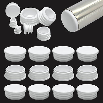 1-7/8" Plastic Hole Plugs White -Round Chair Leg Caps, Flush Mount Pipe Plugs by EASYEAH