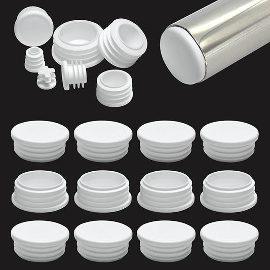 1-7/8" Plastic Hole Plugs White -Round Chair Leg Caps, Flush Mount Pipe Plugs by EASYEAH