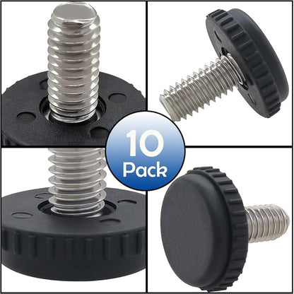 Hooshing 10PCS 1/4-20 Stainless Steel Adjustable Furniture Levelers Screw in - Image 3