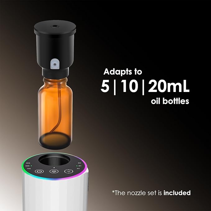 Waterless Essential Oil Diffuser, 7 Colors LED Light, Battery Powered Mini - Image 2