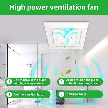 12" Exhaust Fan with Light, 144 CFM Silent Exhaust Fan with 6500K 12W LED Light - Image 6