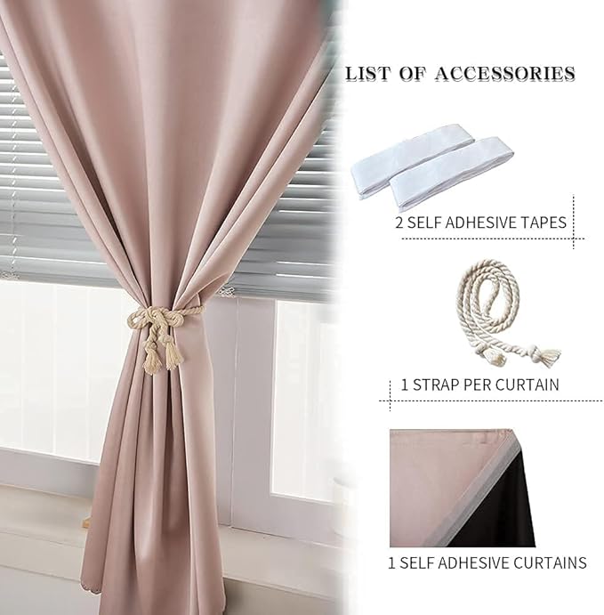 Adhesive Curtain 100% Blackout No-Drill Easy Install - Image 4