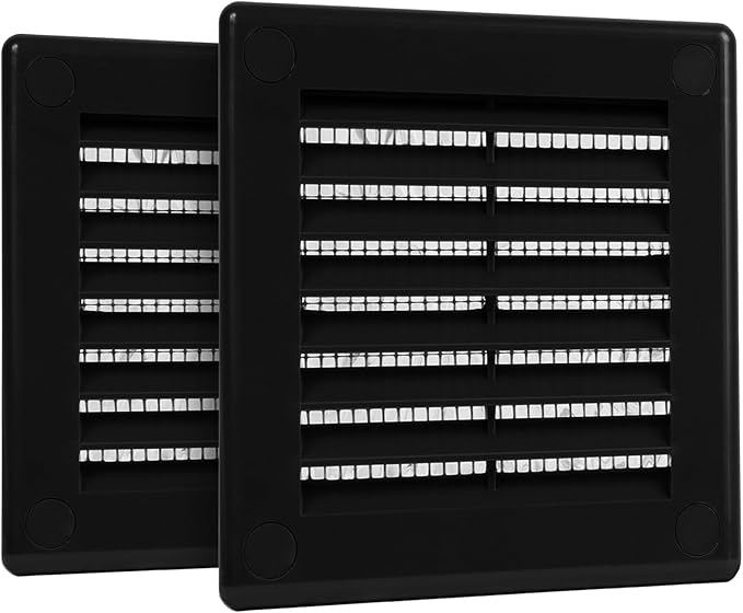 2-Pack 4" x 4" Square Air Vent Cover – Black Plastic Vent Deflector by Unknown