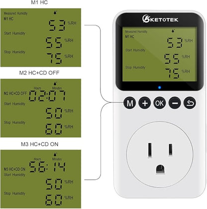 Digital Humidity Controller Outlet Plug 120v 15A Humidistat Countdown Control - Image 2