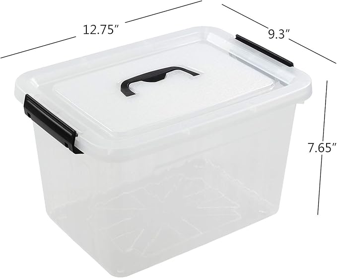 Farmoon 12 Quart Clear Storage Bin, Plastic Stackable Box/Cotainer - Image 2