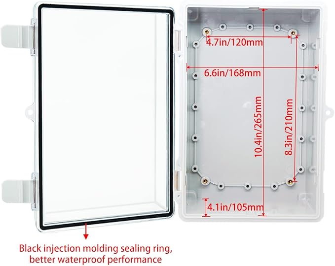 Junction Box, Hinged Clear Cover IP67 Waterproof ABS Project Box - Image 4