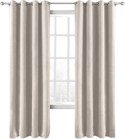 ChadMade Extra Long Blackout Lined Premium Velvet Curtain Ivory 72Wx120L Inch by ChadMade