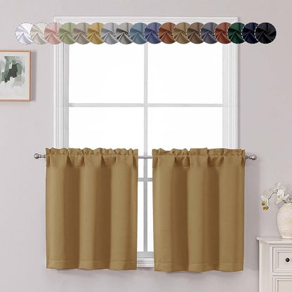 Chyhomenyc Gold Short Blackout Curtains 24 Inch Length, Small Kitchen Curtain by Chyhomenyc