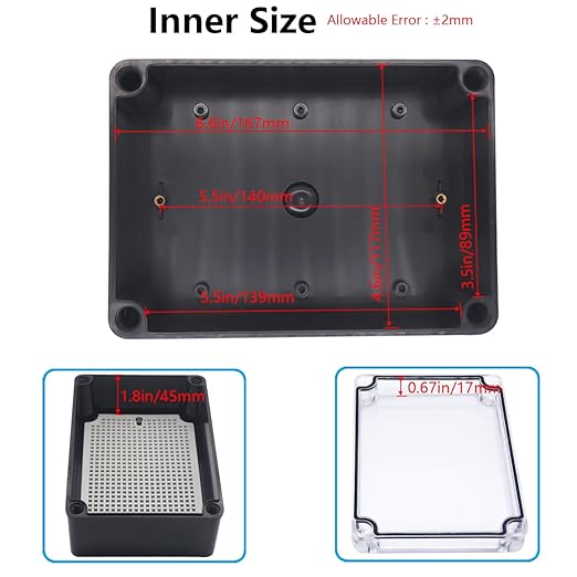 Junction Box, IP67 Waterproof ABS Black Project Box Clear Cover - Image 4