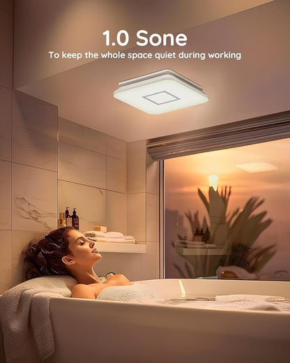 Fitop Bathroom Fan with Light，110CFM 1.0 Sones 1200lm LED Light - Image 4