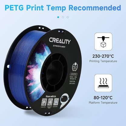 Creality PETG Filament 1.75mm Transparent Blue, 3D Printer Filament No-Tangling - Image 4