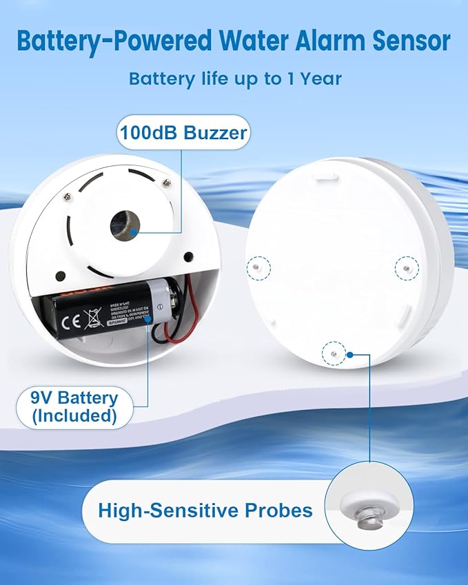 8 Pack Water Leak Detectors for Home, 100dB Waterproof Water Sensor Alarm Leak - Image 4