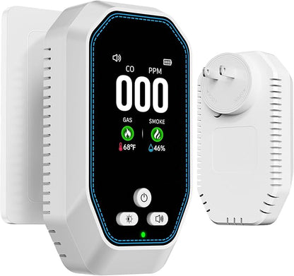 5-in-1 Carbon Monoxide Detectors Plug in, Natural Gas Leak & Smoke Alarm by Veevvio