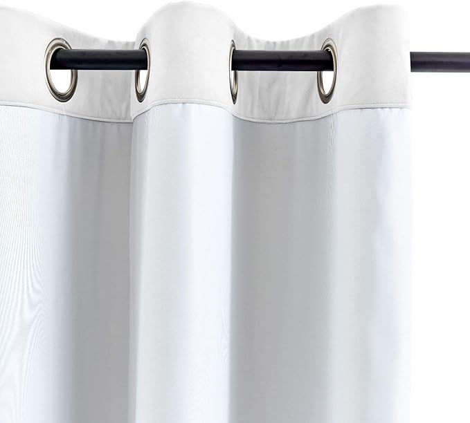 ChadMade Blackout Lined Premium Velvet Curtain Off White 50Wx96L Inch, Eyelet - Image 3