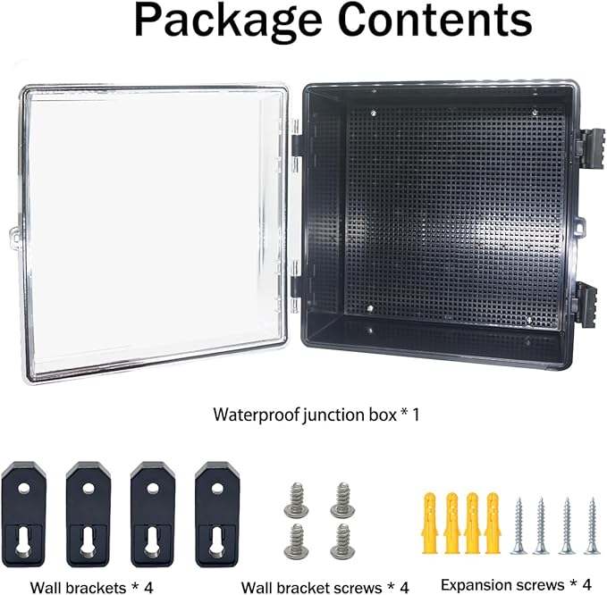 Junction Box, Hinged Black Clear Cover IP67 Waterproof ABS Project Box - Image 6