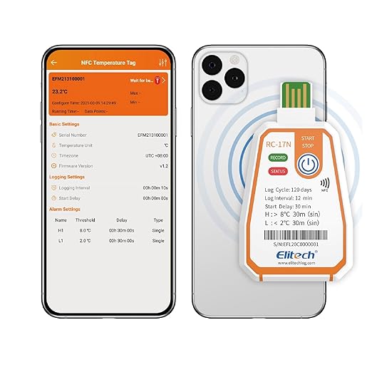 Elitech RC-17N NFC Disposable USB Temperature Data Logger PDF Report Light by Elitech