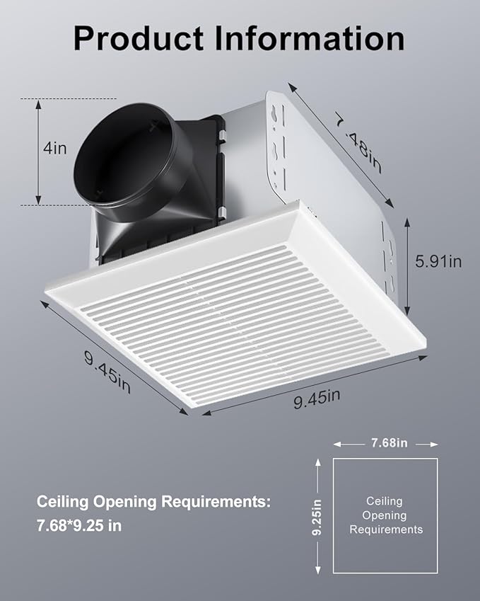 GROWNEER Bathroom Exhaust Fan, 110 CFM 1.0 Sone Bathroom Fan No Attic Access - Image 5