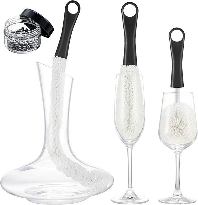 Boao 3 Pcs Decanter Cleaning Brush Wine Glass Decanter Flexible Bottle Brush Set by Boao