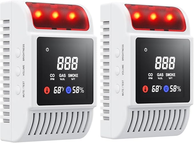 6-in-1 Smoke and Carbon Monoxide Detectors Plug in, Gas Leak Detector by Unknown