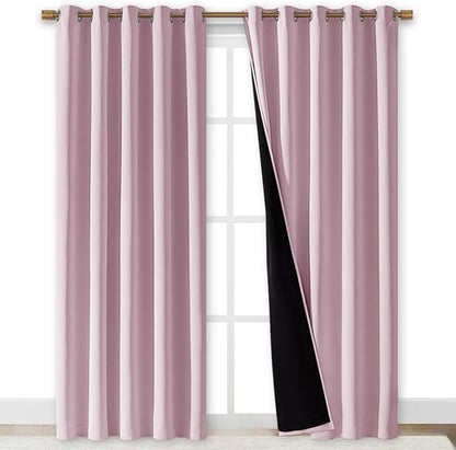 NICETOWN 100% Blackout Window Curtain Panels, Baby Pink, Cold and Full Light - Image 2