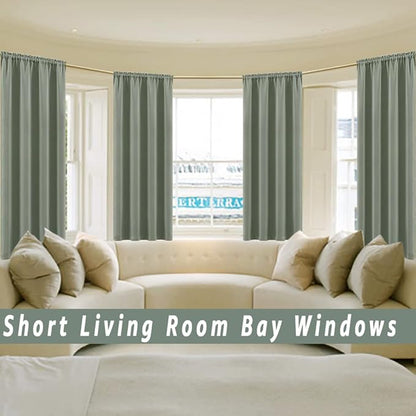 Green Blackout Curtains for Small Window Set, Darkening Room Curtains 2 Panels - Image 4