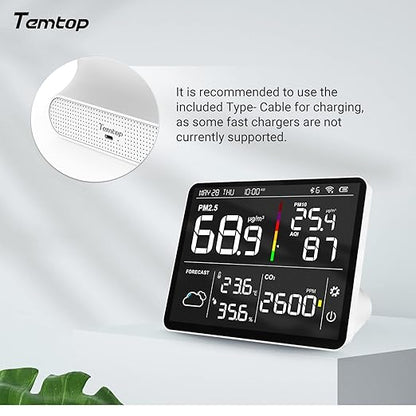Temtop M100 Air Quality Monitor Indoor, 8-in-1 Smart Air Quality Weather Station - Image 5