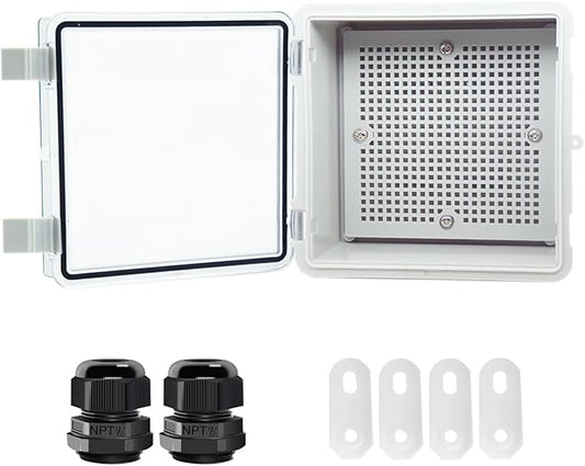 Junction Box, Hinged Clear Cover IP67 Waterproof ABS Project Box by Otdorpatio