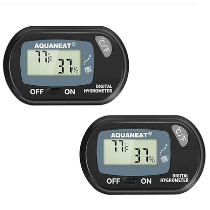AQUANEAT 2 Packs Reptile Thermometer Hygrometer Digital Display Temperature and by Aquaneat