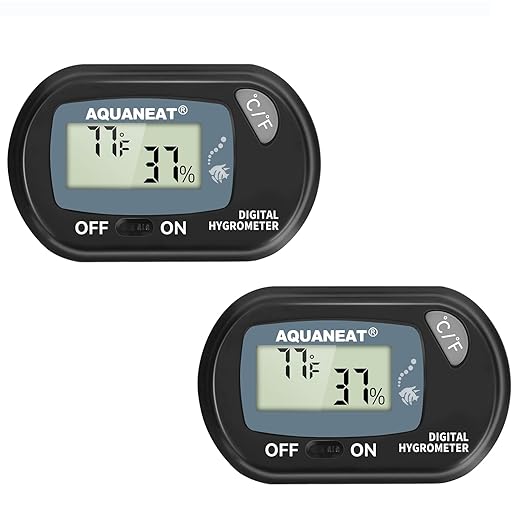 AQUANEAT 2 Packs Reptile Thermometer Hygrometer Digital Display Temperature and by Aquaneat