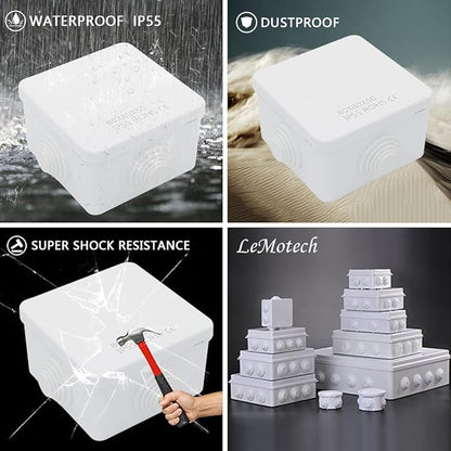 LeMotech Junction Box, ABS Plastic IP55 Water Resistant and Dustproof, - Image 8