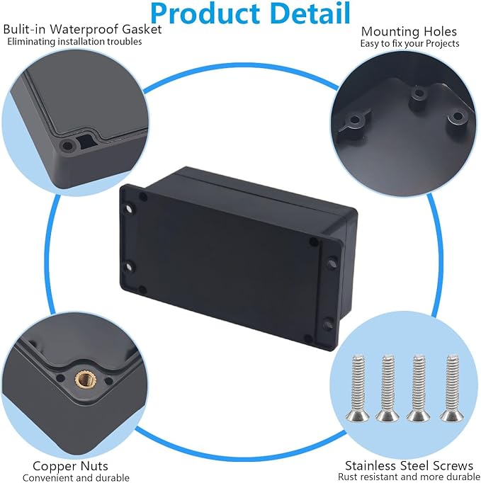 Outdoor Waterproof Junction Box IP67 Project Box ABS Black Electrical Boxes - Image 6