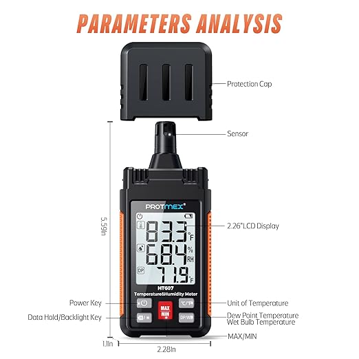 Protmex HT607 Temperature Humidity Meter High Precision Digital Hygrometer - Image 3