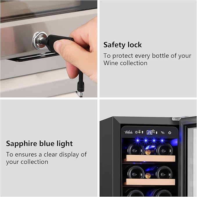 12 Inch Wine Cooler Refrigerator, Mini Wine Fridge 18 Bottle Capacity, Built-in - Image 5