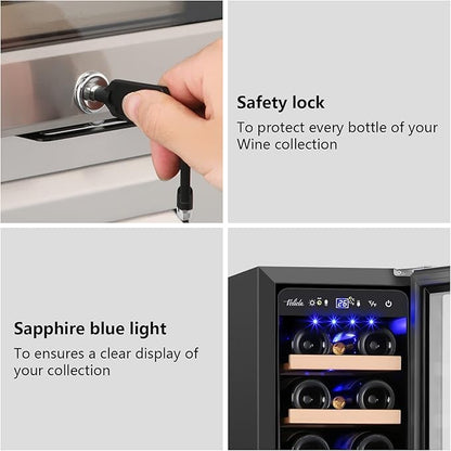 12 Inch Wine Cooler Refrigerator, Mini Wine Fridge 18 Bottle Capacity, Built-in - Image 5