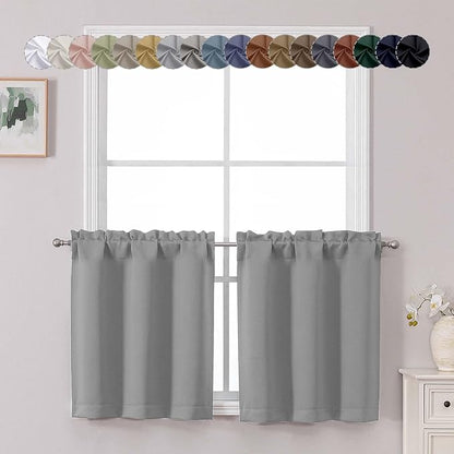 Chyhomenyc Silver Grey Short Blackout Curtains 24 Inch Length, Small Kitchen by Chyhomenyc