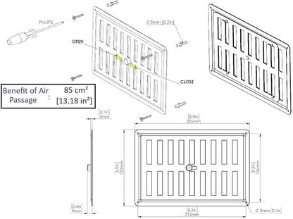 Stainless Steel Adjustable Air Vent Grille – INOX AISI 316 Non-Magnetic - Image 5