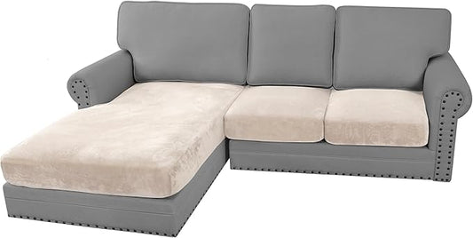 H.VERSAILTEX Velvet Stretch Sectional Couch Covers 3 Pieces Sofa Seat Cushion by HVERSAILTEX