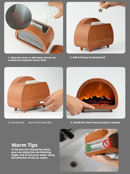Fireplace Flame Air Diffuser Humidifier, 12 Colors Aromatherapy Essential Oil - Image 6
