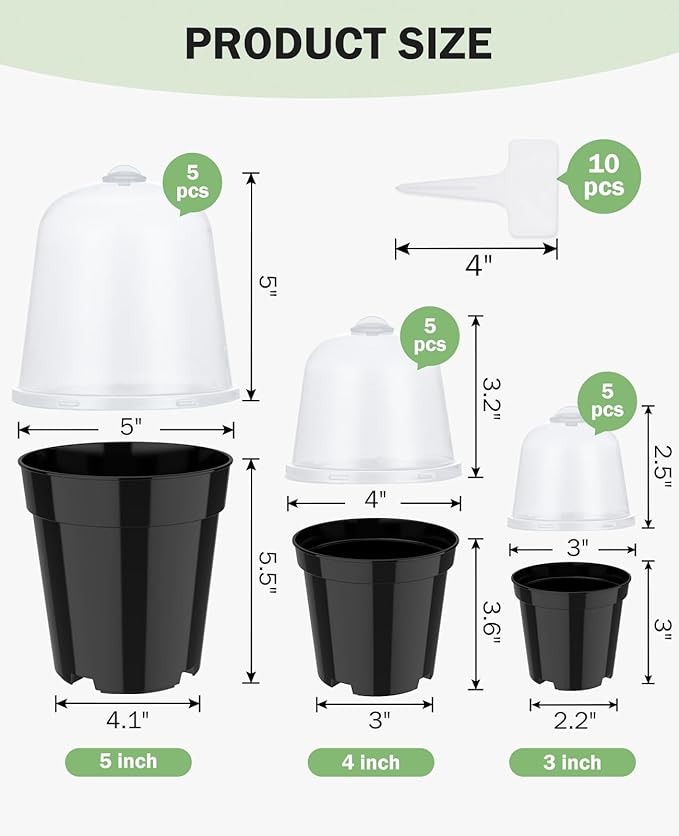 homenote Nursery Pots for Plants, 3/4/5 Inch Plant Pot for Planting - Image 4