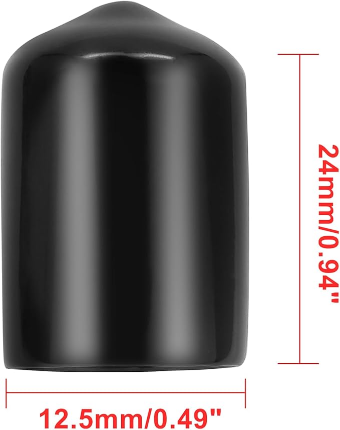 12 Pcs Round Rubber End Caps 1/2" ID Vinyl Flexible Bolt Chair Foot Covers - Image 2