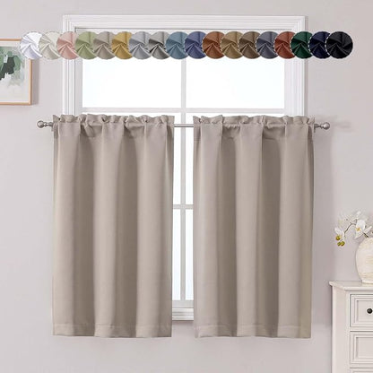 Chyhomenyc Stone Short Blackout Curtains 45 Inch Length, Small Kitchen Curtain by Chyhomenyc