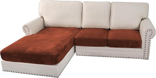 H.VERSAILTEX Velvet Stretch Sectional Couch Covers 3 Pieces Sofa Seat Cushion by HVERSAILTEX