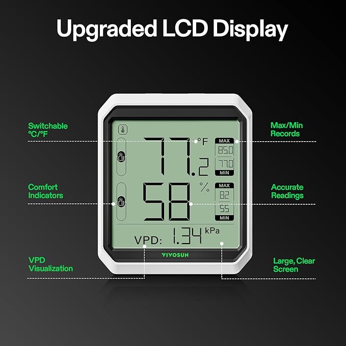 VIVOSUN AeroLab THB1 Wireless Bluetooth Hygrometer Thermometer Indoor, Smart - Image 7