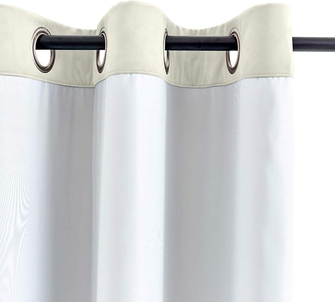 ChadMade Blackout Lined Premium Velvet Curtain Beige 100Wx108L Inch, Eyelet - Image 3